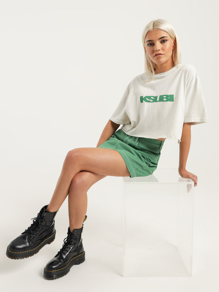 Ksubi - Super X Mini Denim Skirt in Jade Green