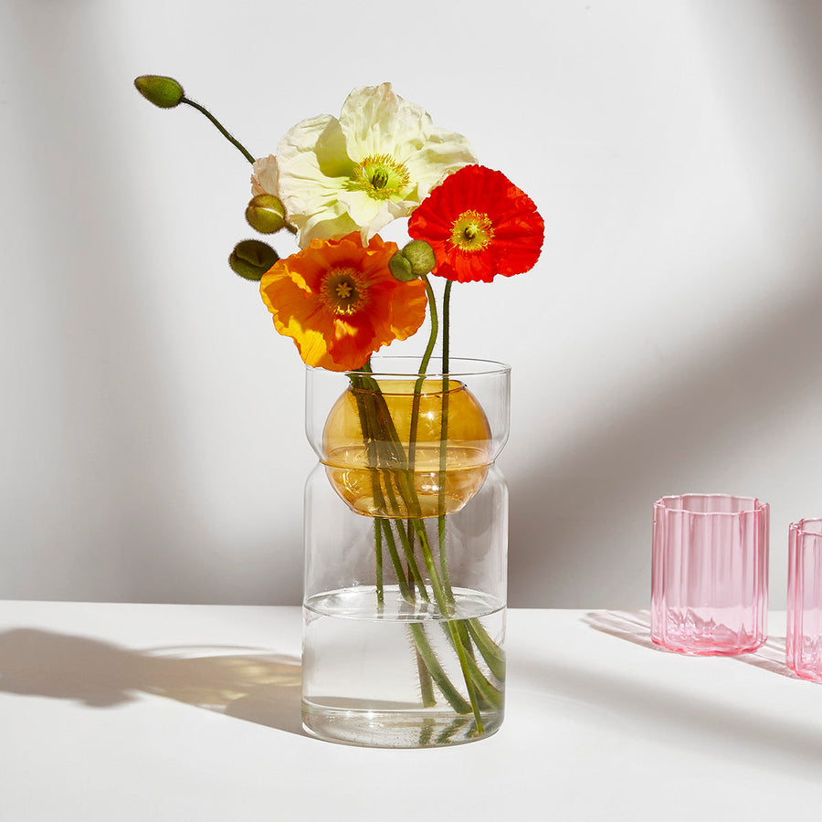 FAZEEK - Balance Vase - Clear+ Amber