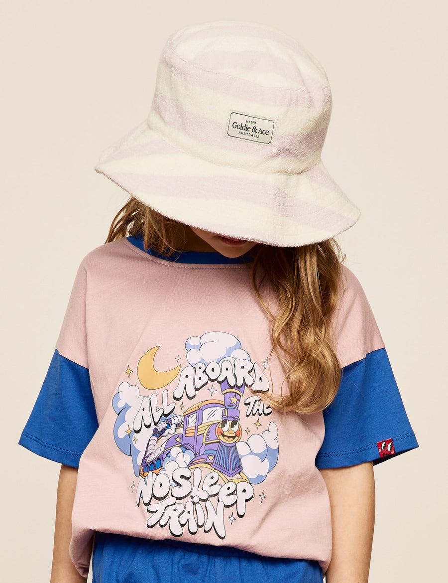 GOLDIE + ACE - Smiley Terry Toweling Bucket Hat in Lavender