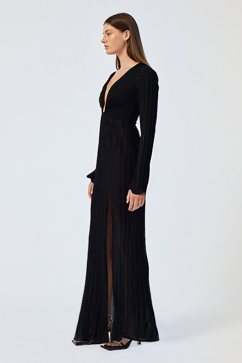 Suboo - Crystal V Neck Maxi Dress in Black
