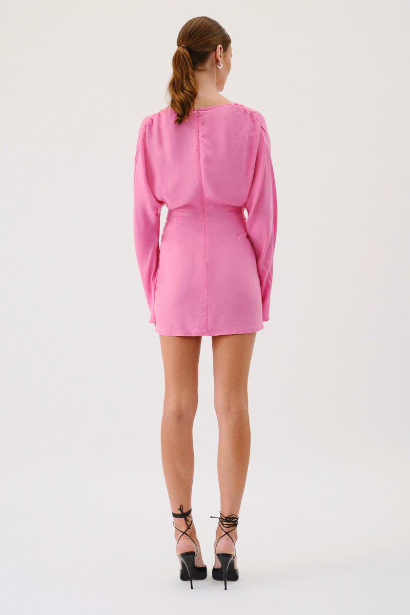 Suboo - Jasper Long Sleeve Twist Front Mini Dress in Pink