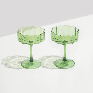 FAZEEK - Two x Wave Coupe Glasses - Green