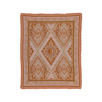 Wandering Folk - Moonrise Woven Throw in Coral