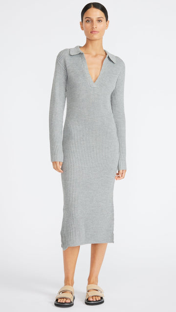 Staple The Label - Ivy Knit Midi Dress In Grey Marle