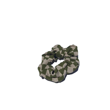 Checkered Scrunchie in Green/White