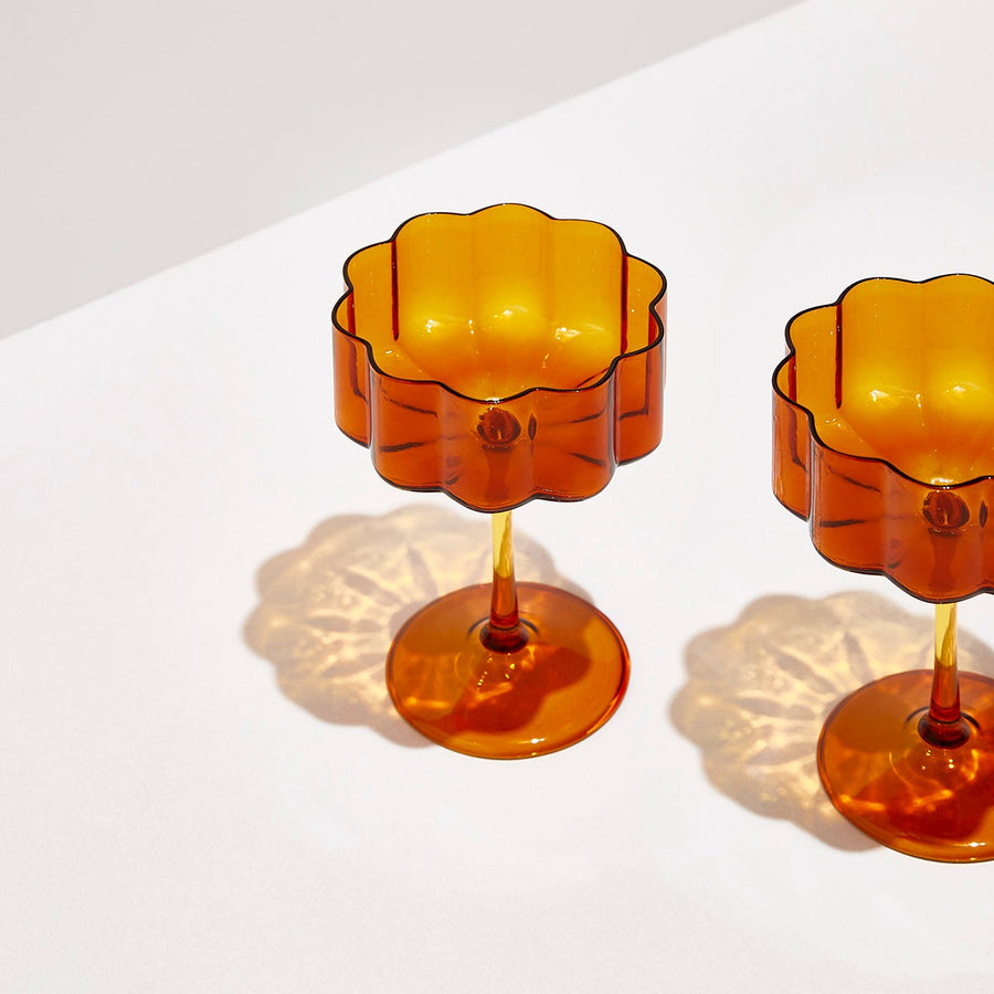 Fazeek - Wave Coupe Glasses in Amber