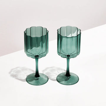 FAZEEK - Wave Wine Glass Set in Teal